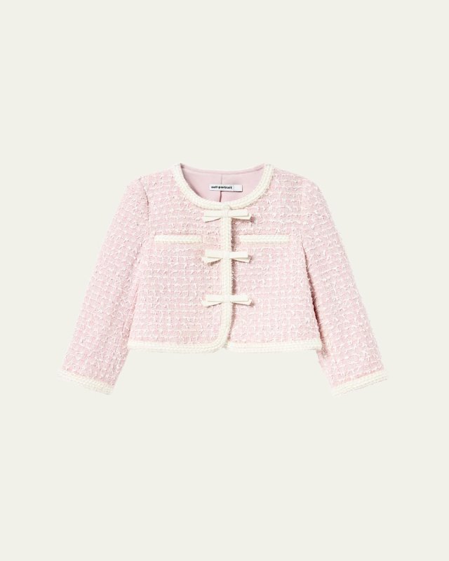 Girl's Bow Boucle Jacket, Size 3T-12